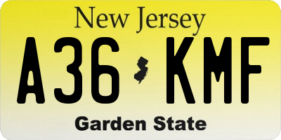 NJ license plate A36KMF