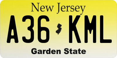 NJ license plate A36KML