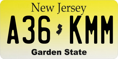 NJ license plate A36KMM