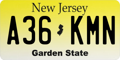 NJ license plate A36KMN