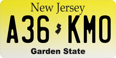 NJ license plate A36KMO