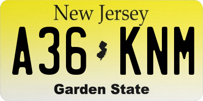 NJ license plate A36KNM