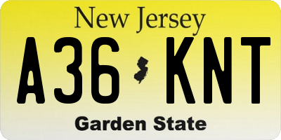 NJ license plate A36KNT