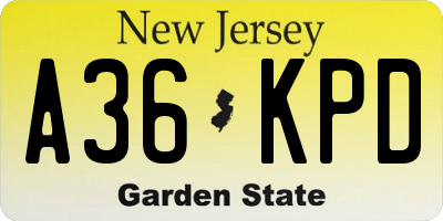 NJ license plate A36KPD