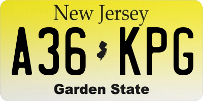 NJ license plate A36KPG