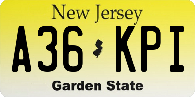 NJ license plate A36KPI