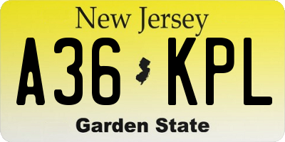 NJ license plate A36KPL
