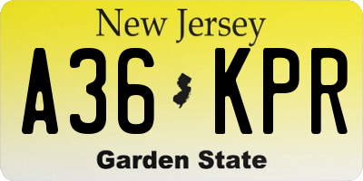 NJ license plate A36KPR