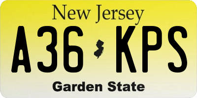 NJ license plate A36KPS