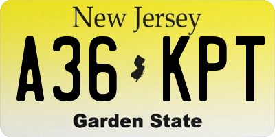 NJ license plate A36KPT