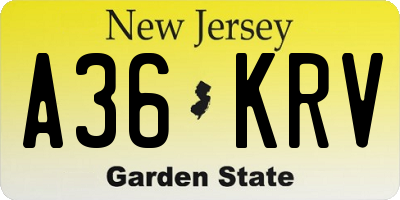 NJ license plate A36KRV