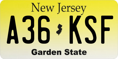 NJ license plate A36KSF