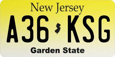 NJ license plate A36KSG