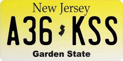 NJ license plate A36KSS