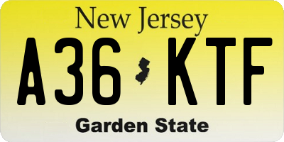 NJ license plate A36KTF