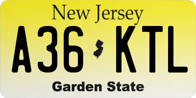 NJ license plate A36KTL