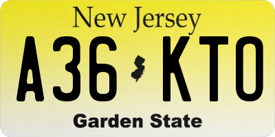 NJ license plate A36KTO