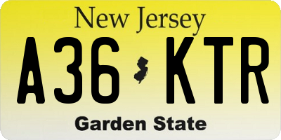NJ license plate A36KTR