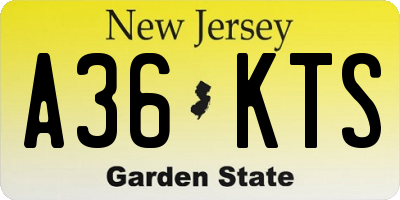 NJ license plate A36KTS