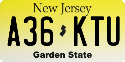 NJ license plate A36KTU
