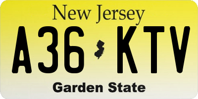 NJ license plate A36KTV
