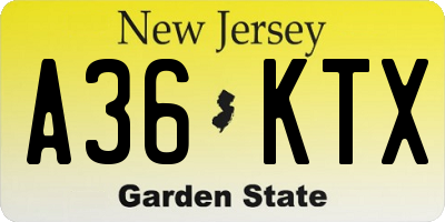 NJ license plate A36KTX