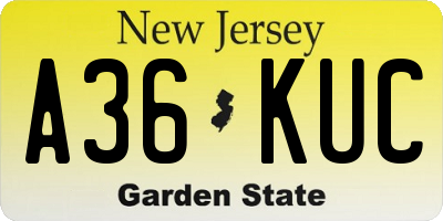NJ license plate A36KUC