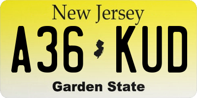 NJ license plate A36KUD