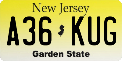 NJ license plate A36KUG