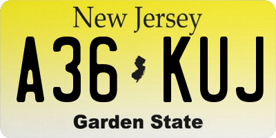 NJ license plate A36KUJ