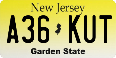 NJ license plate A36KUT