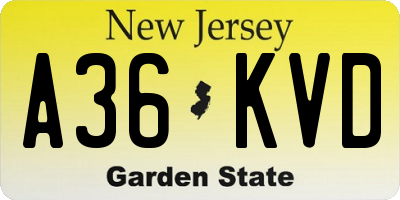 NJ license plate A36KVD