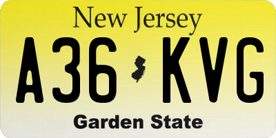 NJ license plate A36KVG