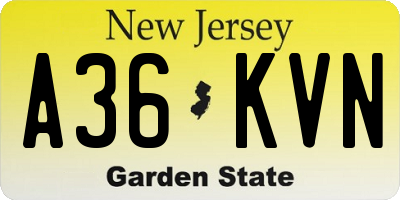 NJ license plate A36KVN