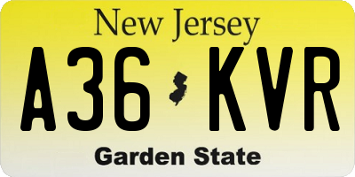 NJ license plate A36KVR
