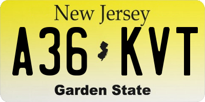 NJ license plate A36KVT
