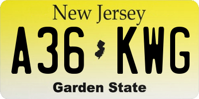 NJ license plate A36KWG