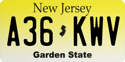 NJ license plate A36KWV