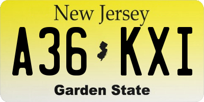 NJ license plate A36KXI