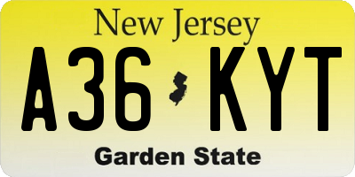 NJ license plate A36KYT
