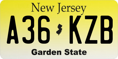NJ license plate A36KZB