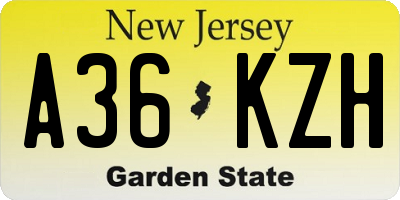 NJ license plate A36KZH