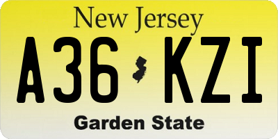 NJ license plate A36KZI