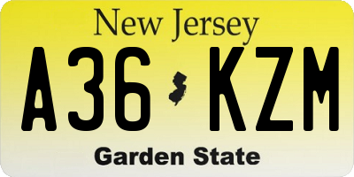 NJ license plate A36KZM