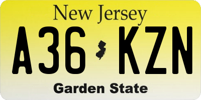 NJ license plate A36KZN