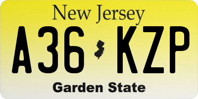 NJ license plate A36KZP