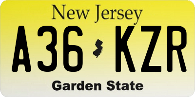NJ license plate A36KZR