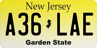 NJ license plate A36LAE
