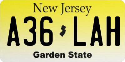 NJ license plate A36LAH