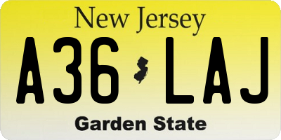 NJ license plate A36LAJ